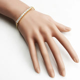 Zirconia Link Chain Bracelet in 925 Silver, Adjustable