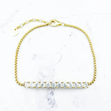 Zirconia Link Chain Bracelet in 925 Silver, Adjustable