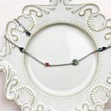 Link Chain Bracelet Colorful Stones 925 Sterling Silver Women Fine Jewelry