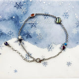 Link Chain Bracelet Colorful Stones 925 Sterling Silver Women Fine Jewelry