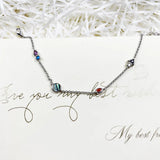 Link Chain Bracelet Colorful Stones 925 Sterling Silver Women Fine Jewelry