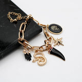 Enamel Snake Star Glass Chain Bracelet for Women