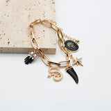 Enamel Snake Star Glass Chain Bracelet for Women