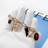 Enamel Snake Star Glass Chain Bracelet for Women