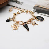 Enamel Snake Star Glass Chain Bracelet for Women