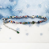 Colorful Stone 925 Silver Link Chain Bracelet