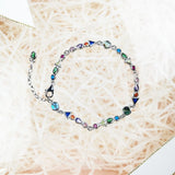 Colorful Stone 925 Silver Link Chain Bracelet