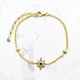 925 Silver Link Chain Bracelet with Colorful Zirconia, Romantic Lucky Gift