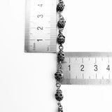 Skull Pave Zirconia Chain Bracelet 925 Sterling Silver