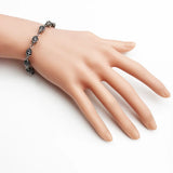 Skull Pave Zirconia Chain Bracelet 925 Sterling Silver