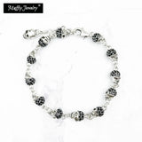 Skull Pave Zirconia Chain Bracelet 925 Sterling Silver