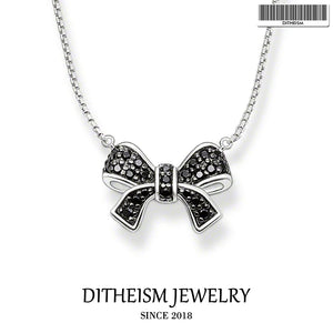 Sterling Silver Chain Necklace with Bow Knot Pendant