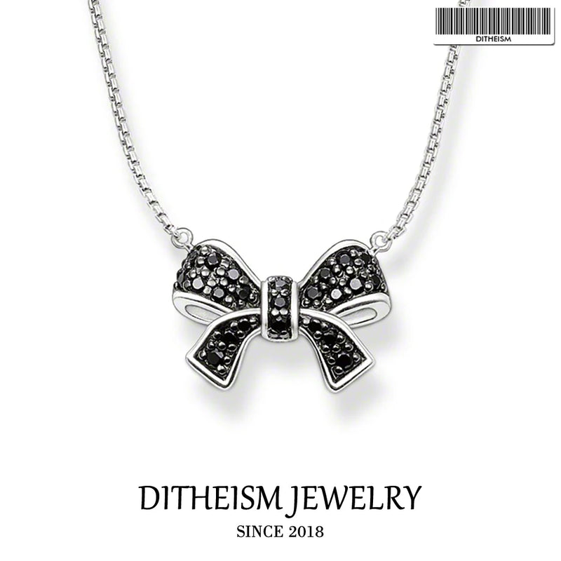 Sterling Silver Chain Necklace with Bow Knot Pendant