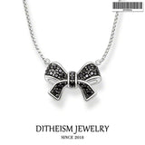 Sterling Silver Chain Necklace with Bow Knot Pendant