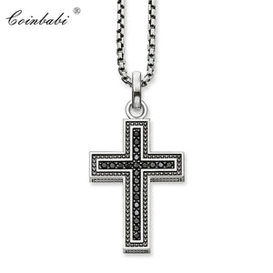 Link Chain Necklace Cross Pave 925 Sterling Silver Jewelry
