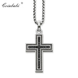 Link Chain Necklace Cross Pave 925 Sterling Silver Jewelry