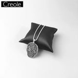 Skull Mask Pave Link Chain Necklace Heart 925 Sterling Silver Jewelry