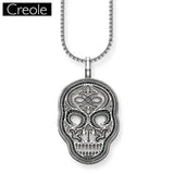 Skull Mask Pave Link Chain Necklace Heart 925 Sterling Silver Jewelry