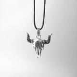 Bull Skull Link Chain Necklace, 925 Sterling Silver European Punk Jewelry