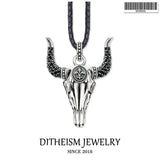 Bull Skull Link Chain Necklace, 925 Sterling Silver European Punk Jewelry