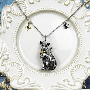 Magic Cat Pendant 925 Sterling Silver Chain Necklace