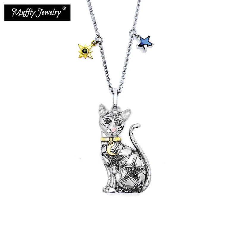 Magic Cat Pendant 925 Sterling Silver Chain Necklace