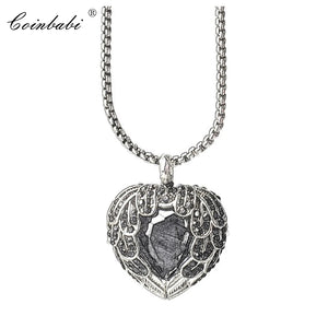 925 Sterling Silver Winged Heart Pendant Necklace, Romantic Crystal Jewelry