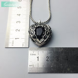 925 Sterling Silver Winged Heart Pendant Necklace, Romantic Crystal Jewelry