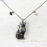 Magic Cat Pendant Necklace 925 Sterling Silver Women Jewelry