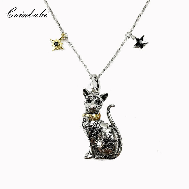 Magic Cat Pendant Necklace 925 Sterling Silver Women Jewelry