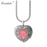 Red Crystal Heart Pendant Necklace | 925 Sterling Silver Romantic Jewelry
