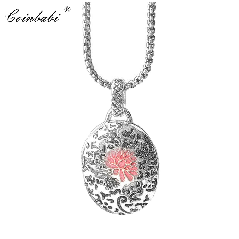 Link Chain Pendant Necklace Red Rose Flower Gift For Women