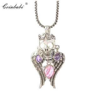 Skull King Pave Pendant Necklace, Heart 925 Sterling Silver Jewelry