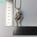 Skull King Pave Pendant Necklace, Heart 925 Sterling Silver Jewelry