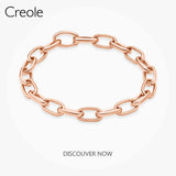 925 Silver Link Chain Bracelet Oval Circle 2019 Gift Women Men
