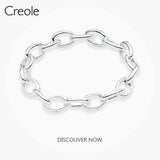 925 Silver Link Chain Bracelet Oval Circle 2019 Gift Women Men