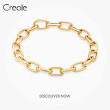 925 Silver Link Chain Bracelet Oval Circle 2019 Gift Women Men