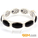 Tibetan Silver Marcasite & Oval Cat Eye Sandstone 7 Inch Bracelet