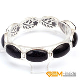 Tibetan Silver Marcasite & Oval Cat Eye Sandstone 7 Inch Bracelet