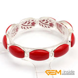 Tibetan Silver Marcasite & Oval Cat Eye Sandstone 7 Inch Bracelet