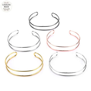 2pcs Stainless Steel Wire Bracelets Bangle 5 Colors Double Layer DIY