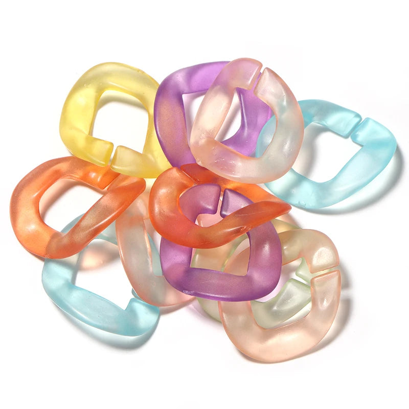 50pcs Matte Transparent Acrylic Beaded Buckle Clasps for DIY Jewelry Making