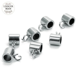 Linsoir Charm Beads Stainless Steel Double Hole Spacer Beads for DIY Jewelry