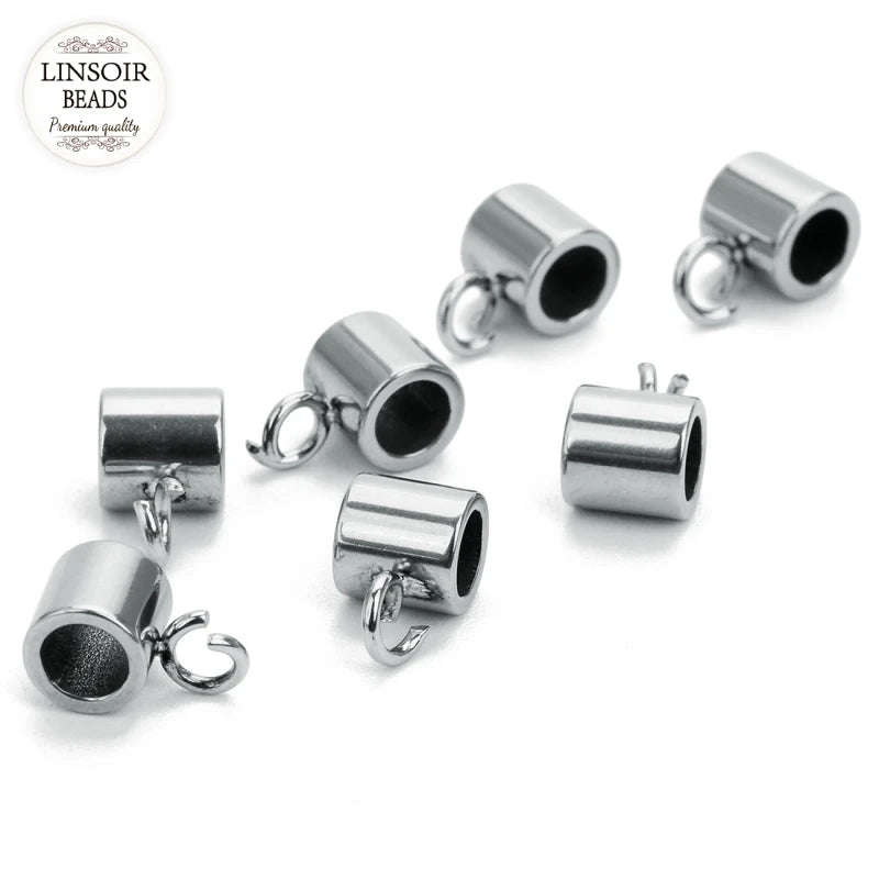 Linsoir Charm Beads Stainless Steel Double Hole Spacer Beads for DIY Jewelry