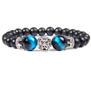Yellow Tiger Eye Stone Bracelet Crown Charm Men Women