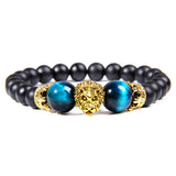 Yellow Tiger Eye Stone Bracelet Crown Charm Men Women