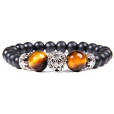 Yellow Tiger Eye Stone Bracelet Crown Charm Men Women