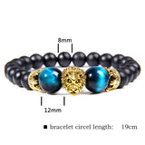 Yellow Tiger Eye Stone Bracelet Crown Charm Men Women
