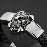 Lion Head Men's Leather Bracelet Stainless Steel Hand Accessories