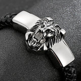 Lion Head Men's Leather Bracelet Stainless Steel Hand Accessories